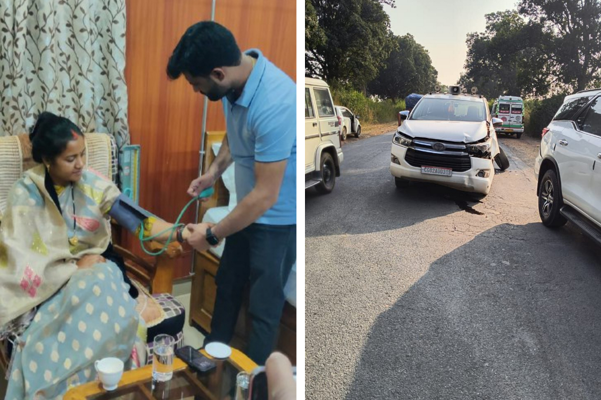 Minister Laxmi Rajwade accident: अब मंत्री लक्ष्मी राजवाड़े हुईं सडक़ हादसे का शिकार, काफिले की सभी गाडिय़ां हुईं क्षतिग्रस्त