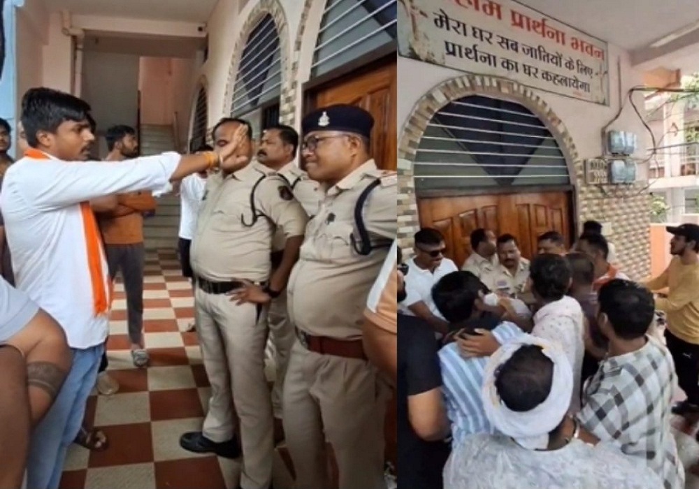 धर्मांतरण के विरोध में गूंजा हनुमान चालीसा, हिंदू संगठनों ने प्रार्थना सभा के खिलाफ की नारेबाजी