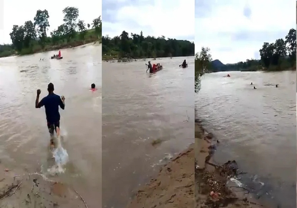 Boat capsized: सूरजपुर में उफनती नदी पार करते समय समा गई नाव, आधा दर्जन लोग थे सवार, फिर… देखें Video