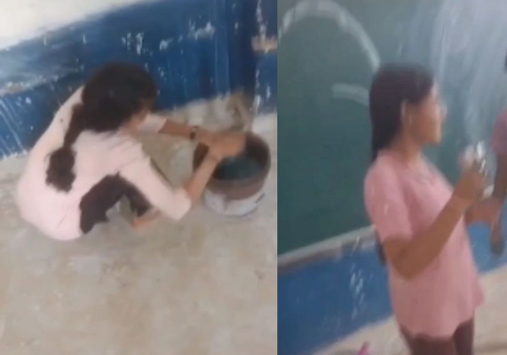 स्कूल में शिक्षा की जगह पोताई:प्राचार्य ने ये धमकी देकर छात्रों से कराई रंगाई, वीडियो वायरल होने पर DEO ने लिया एक्शन