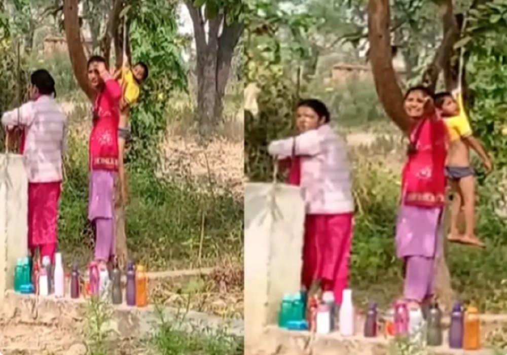मासूम छात्र को पेड़ पर लटकाकर दी अमानवीय सजा, Video वायरल होने पर मचा हड़कंप, पालकों में आक्रोश